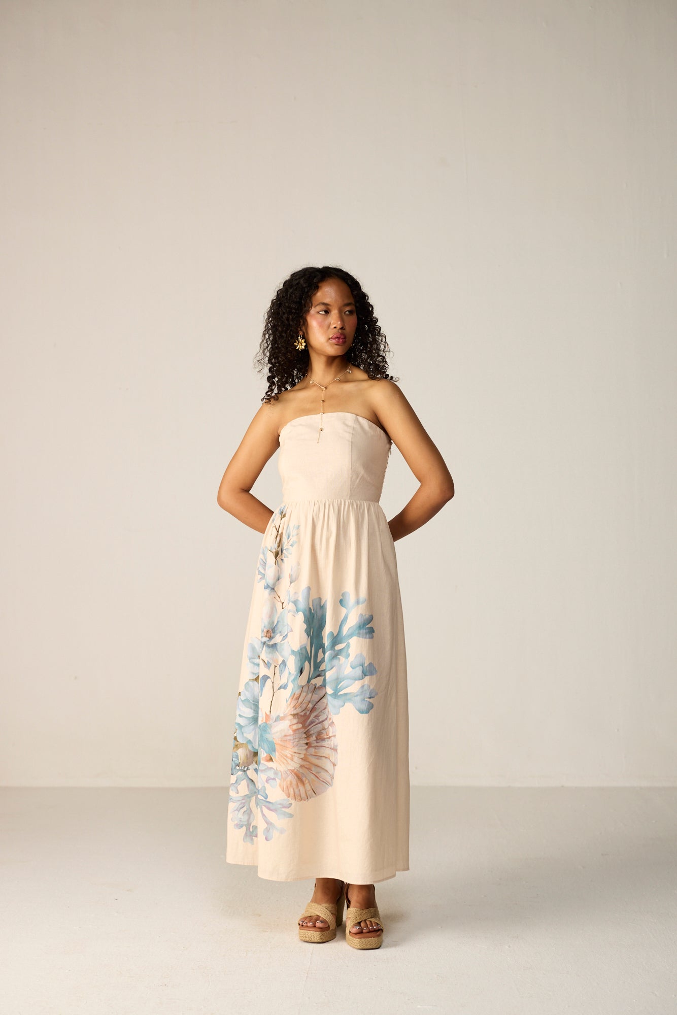Orelia Midi Dress - Coral Bloom