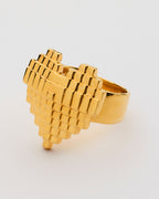 Digital Heart Ring In Gold and Silver