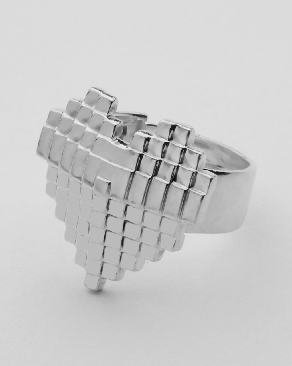 Digital Heart Ring In Gold and Silver