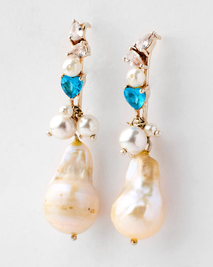 Heart Pearl Drop Earring