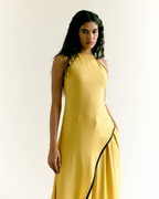Yellow Asymmetric Tunic and Wide Leg Pants Set