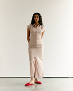 Striped Front Slit Skirt