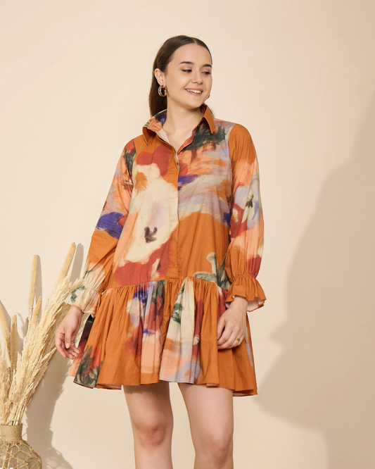 Autumn Dress in Mystic Lagoon Print