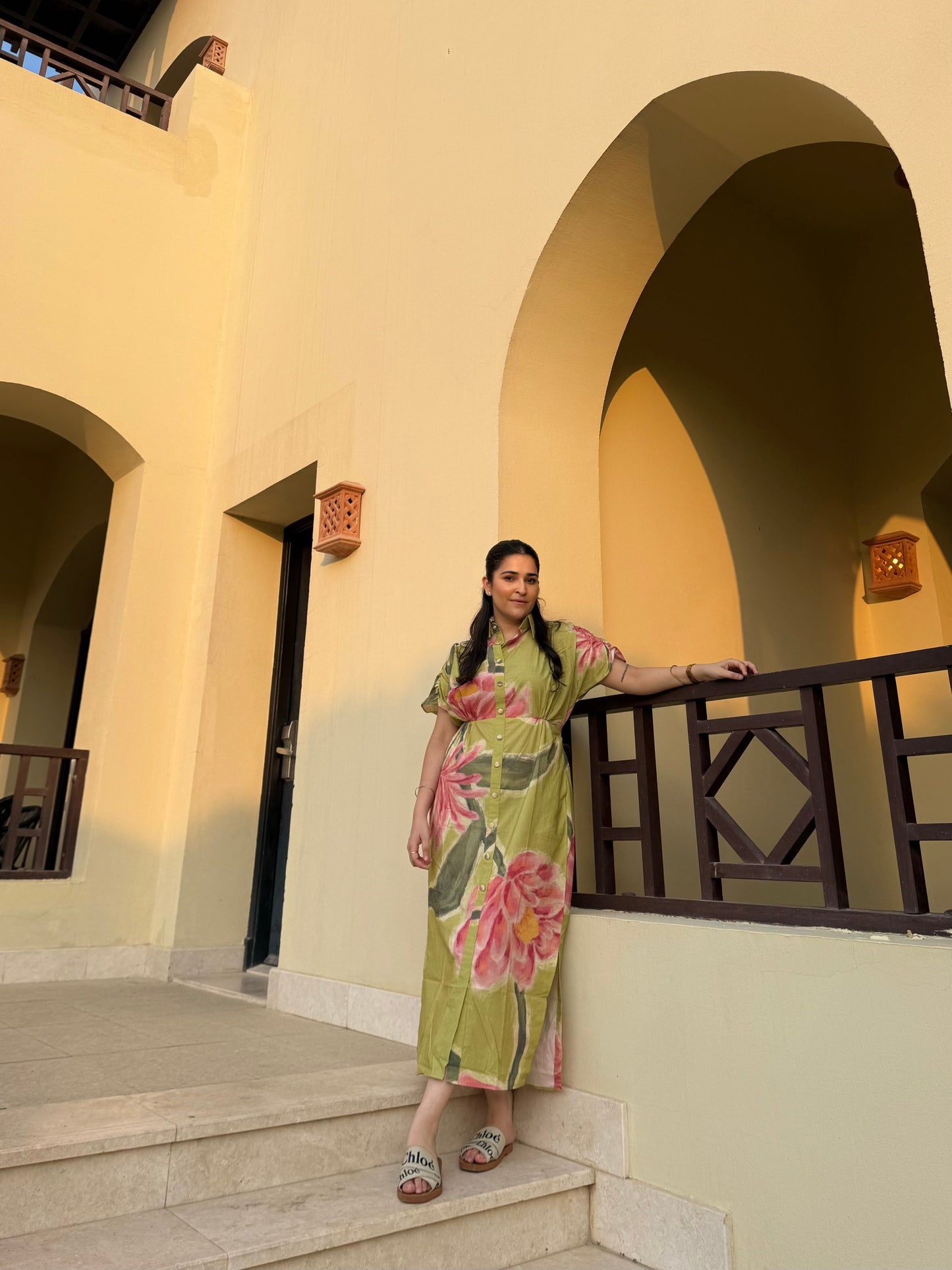 Alessia Dress in Tuscan Olive Print