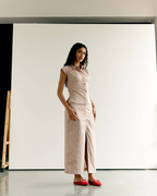 Striped Front Slit Skirt