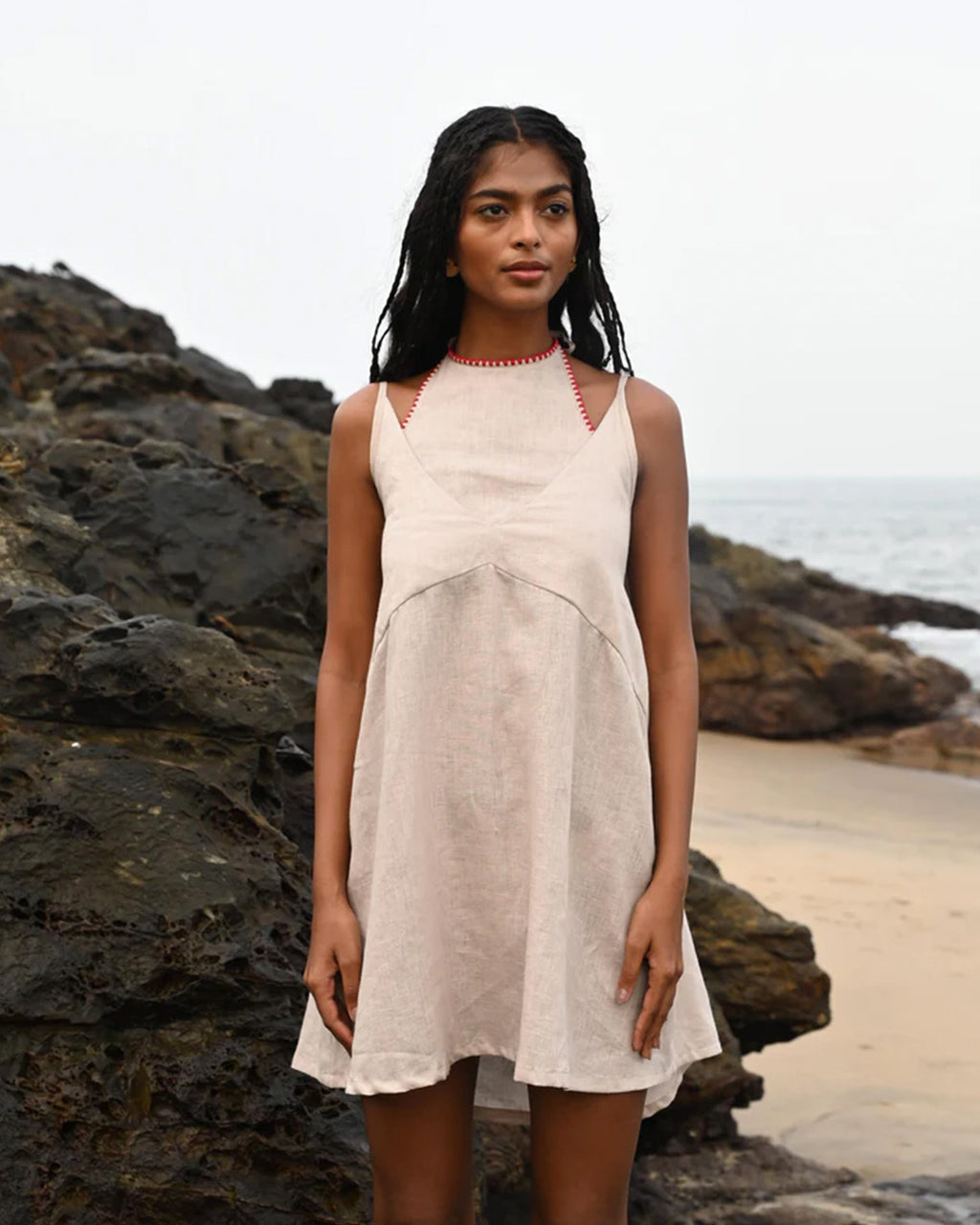 Zoe Tie-up Dress - Beige