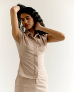 Striped Cap Sleeves Shirt