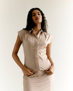 Striped Cap Sleeves Shirt