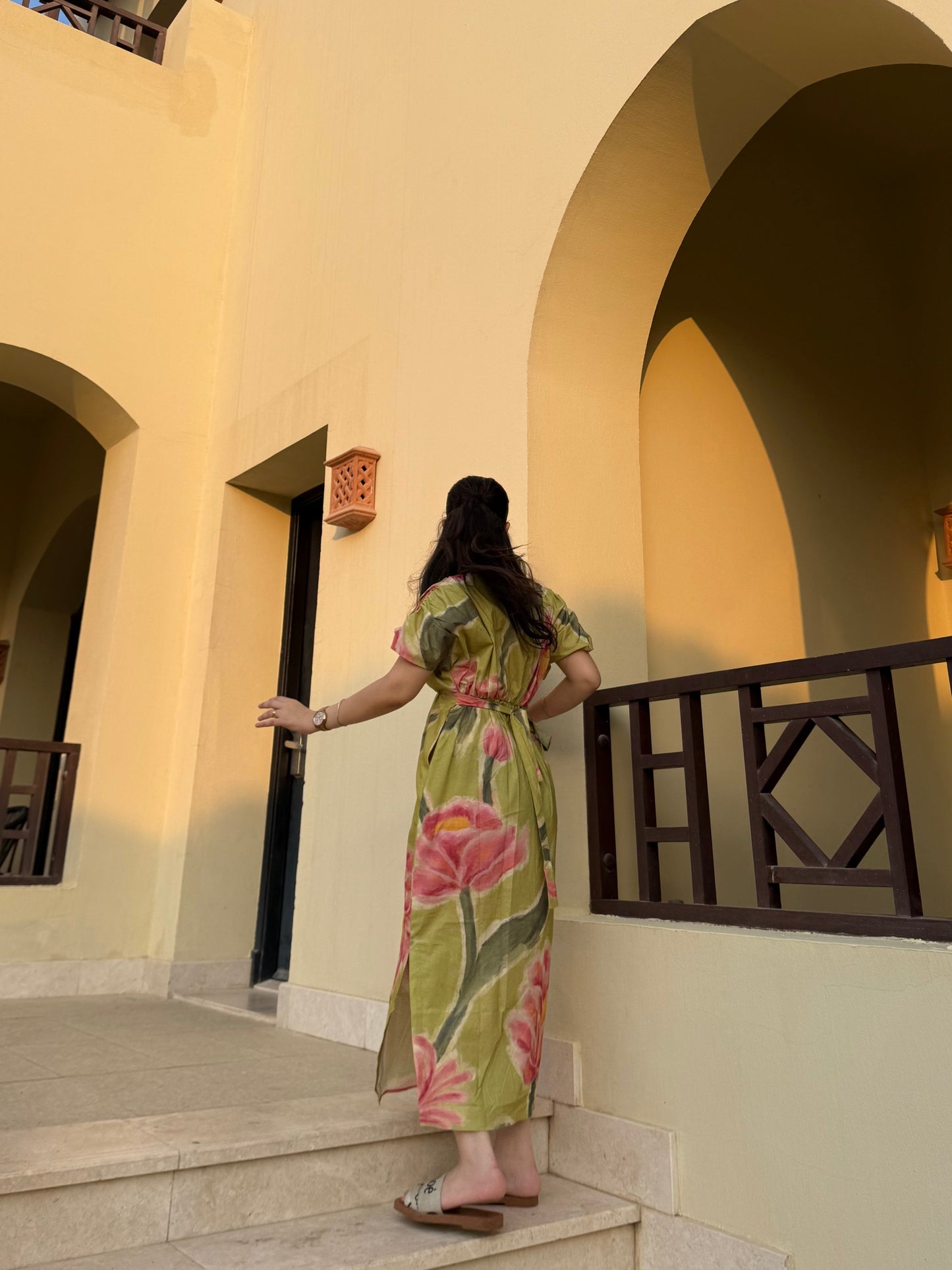 Alessia Dress in Tuscan Olive Print