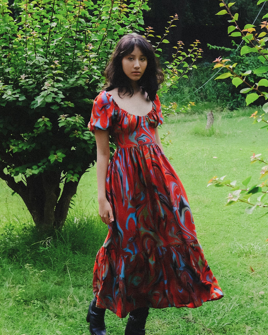 Cayenne Wave Back Tie Up Corset Dress With Pockets