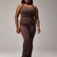 SEAMLESS FLARE PANTS WITH SLIT - COFFEE