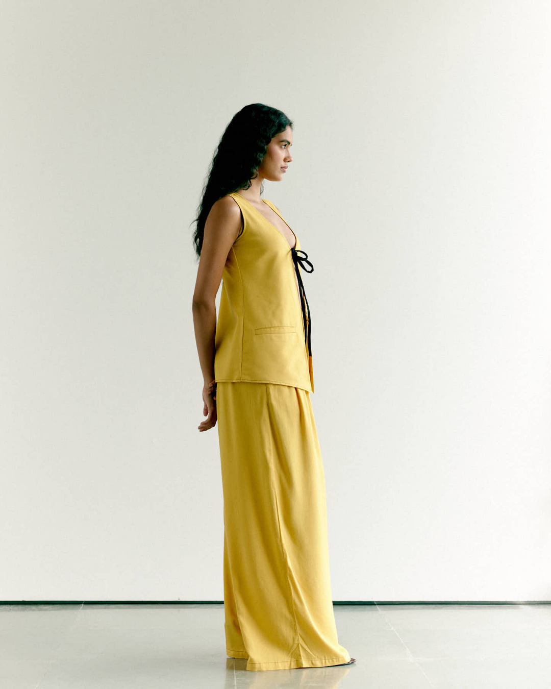 Yellow Front Tie Waistcoat