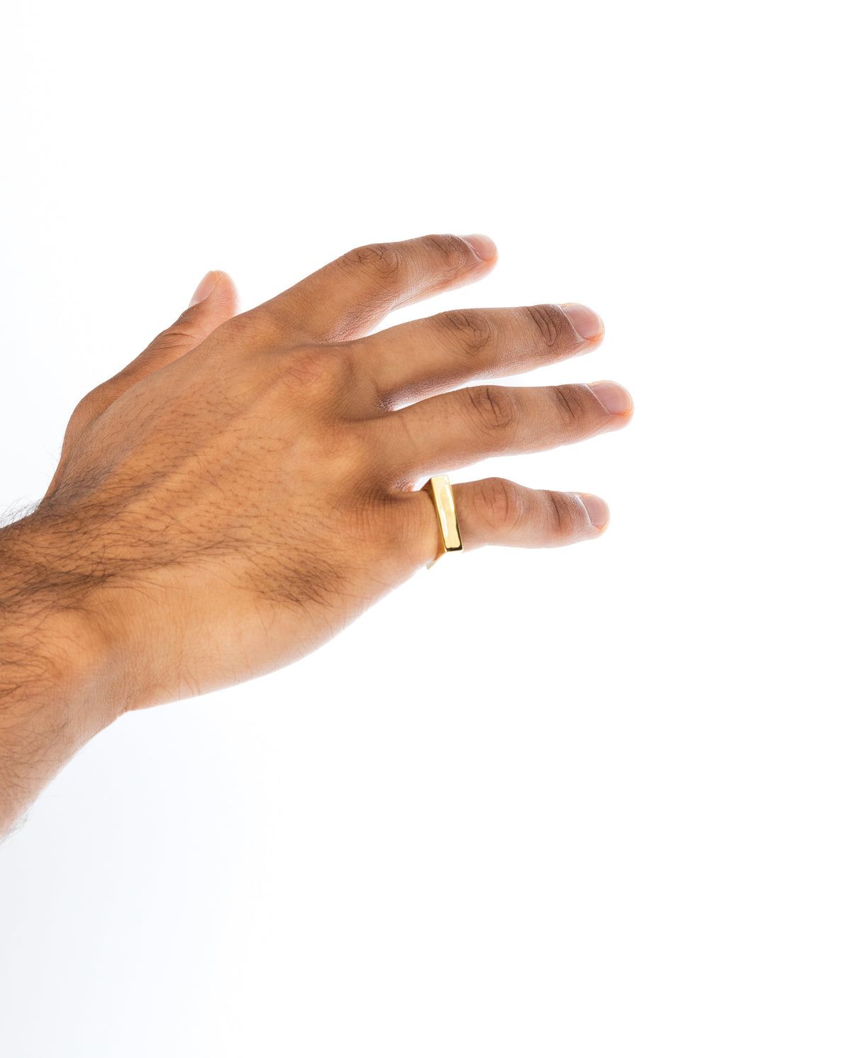 Gold edge ring by MAISON MEGH featuring a sleek, modern jewelry design with a polished finish.