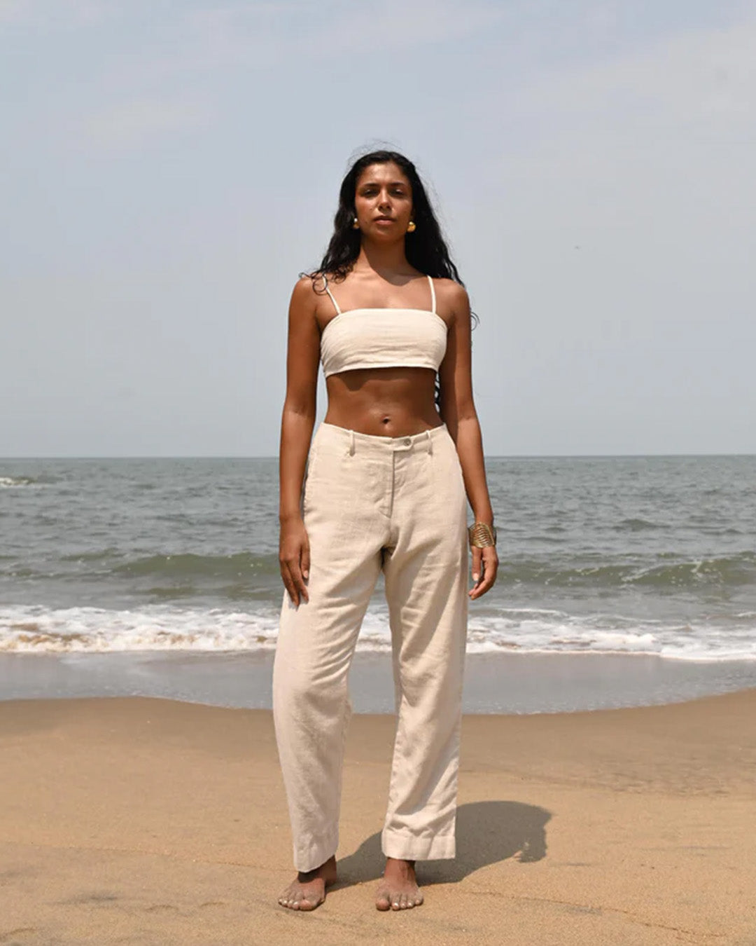 Leah Darted Pants - Beige