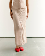 Striped Front Slit Skirt