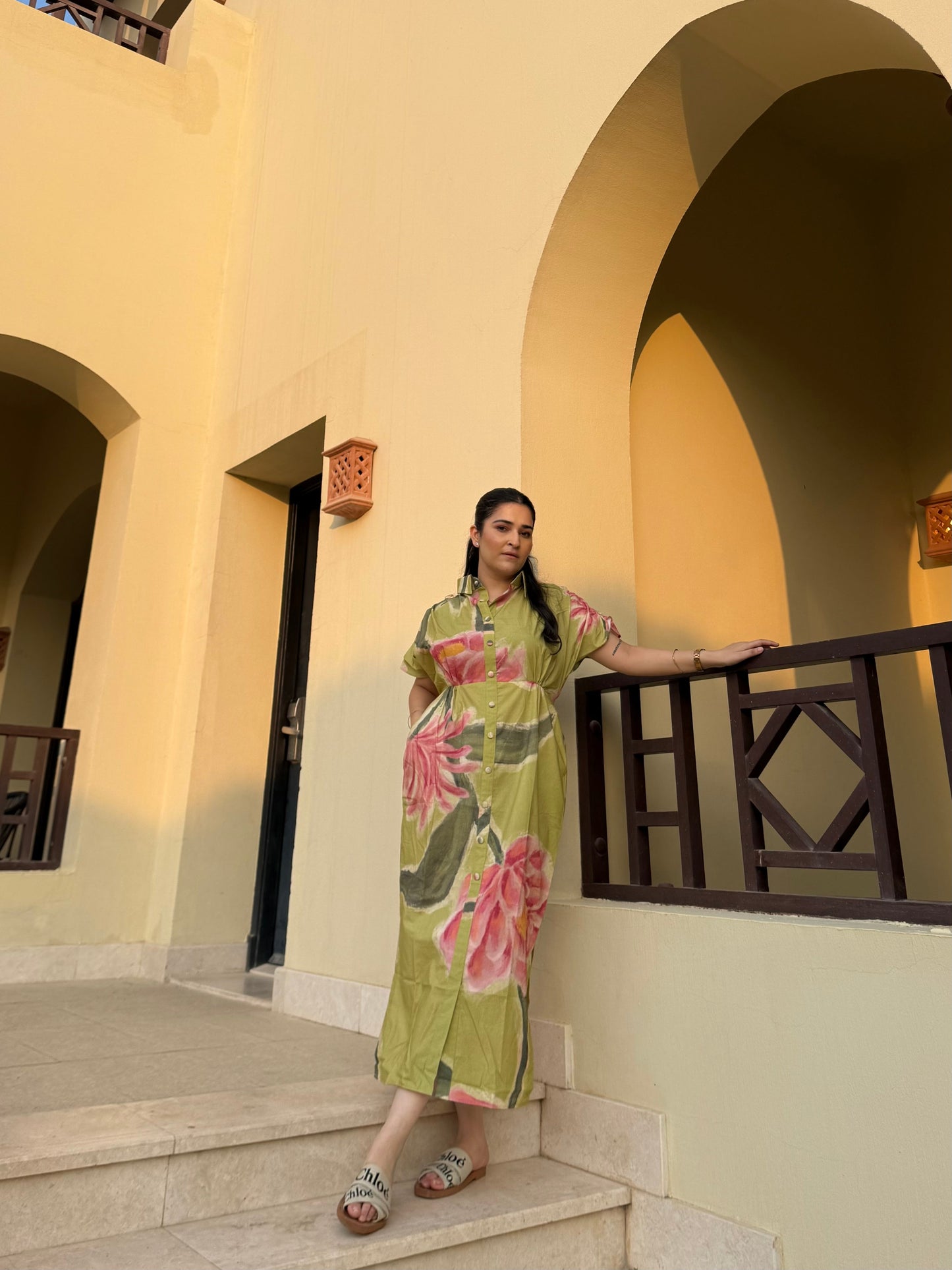 Alessia Dress in Tuscan Olive Print