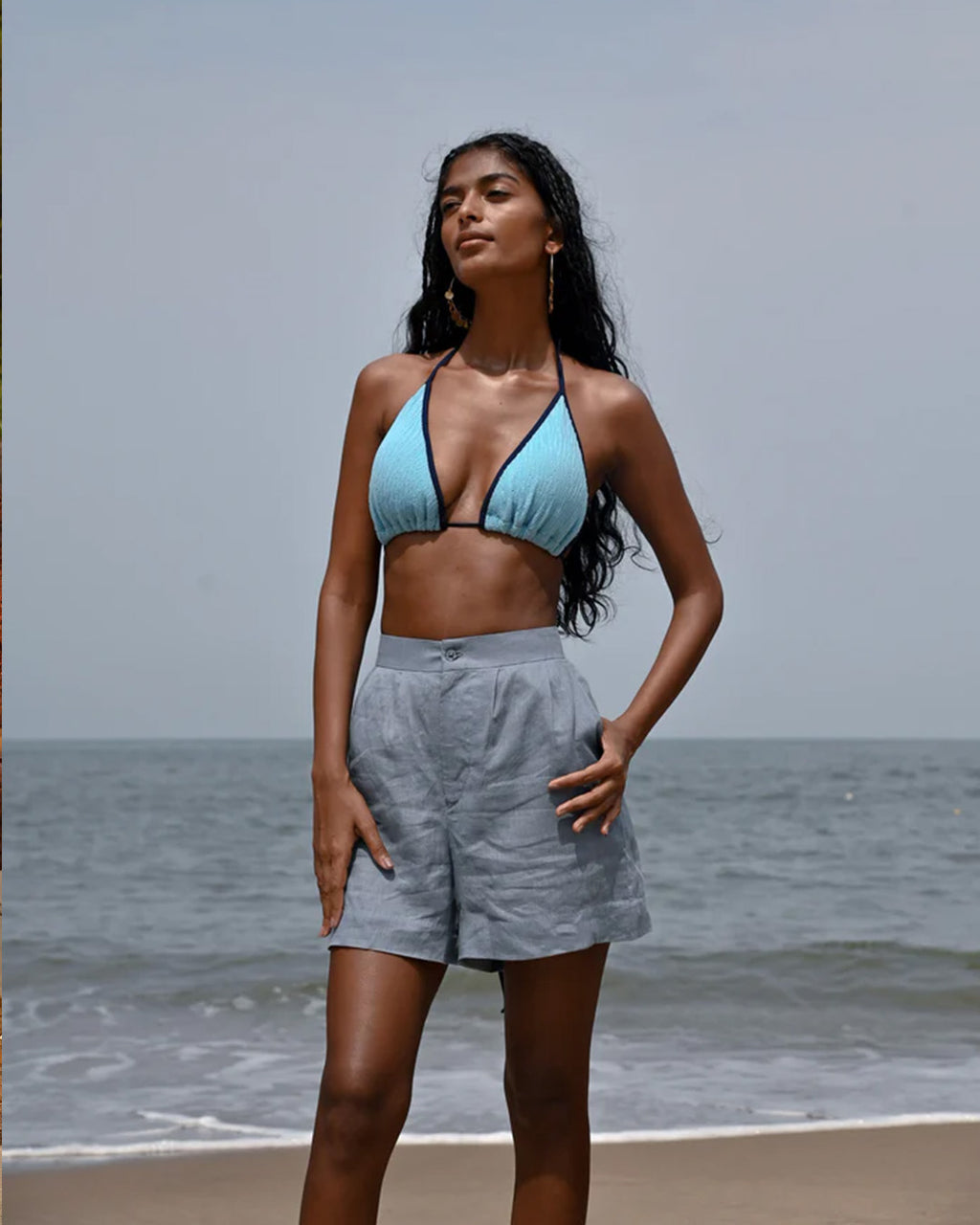 Willow Darted Shorts - Blue