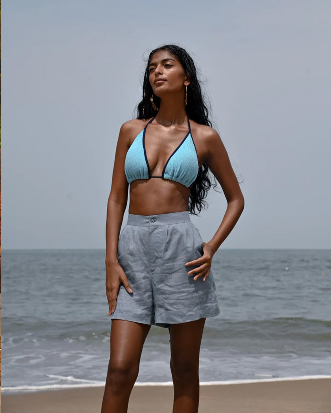 Willow Darted Shorts - Blue