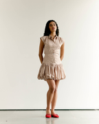 Striped Cap Sleeves Shirt and Bubble Skirt Set