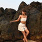 Willow Darted Shorts - Beige