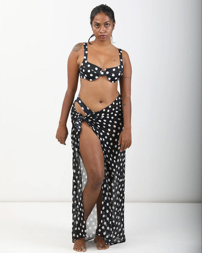 Classic Long Sarong - Noir Dot