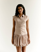 Striped Cap Sleeves Shirt and Bubble Skirt Set