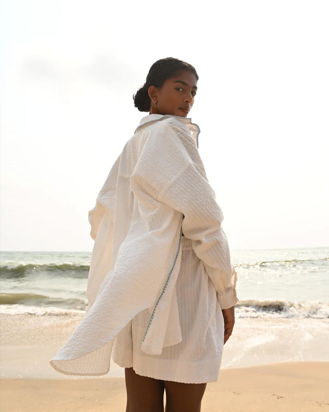 Aster Embroidered Shirt - Blue