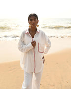 Aster Embroidered Shirt - Red