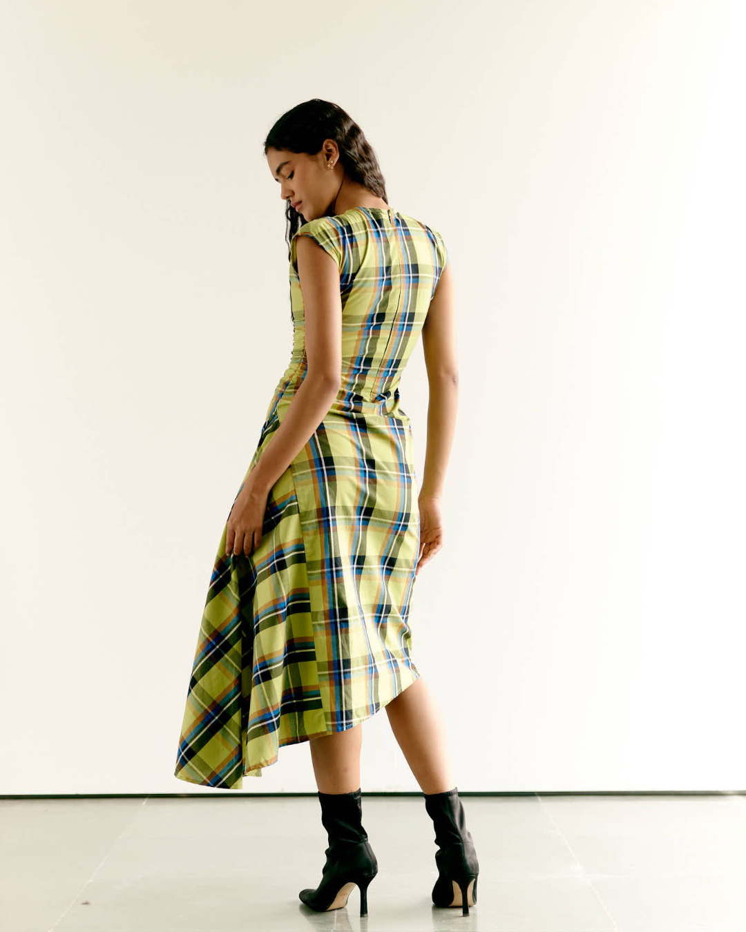 Checked Asymmetric Dress