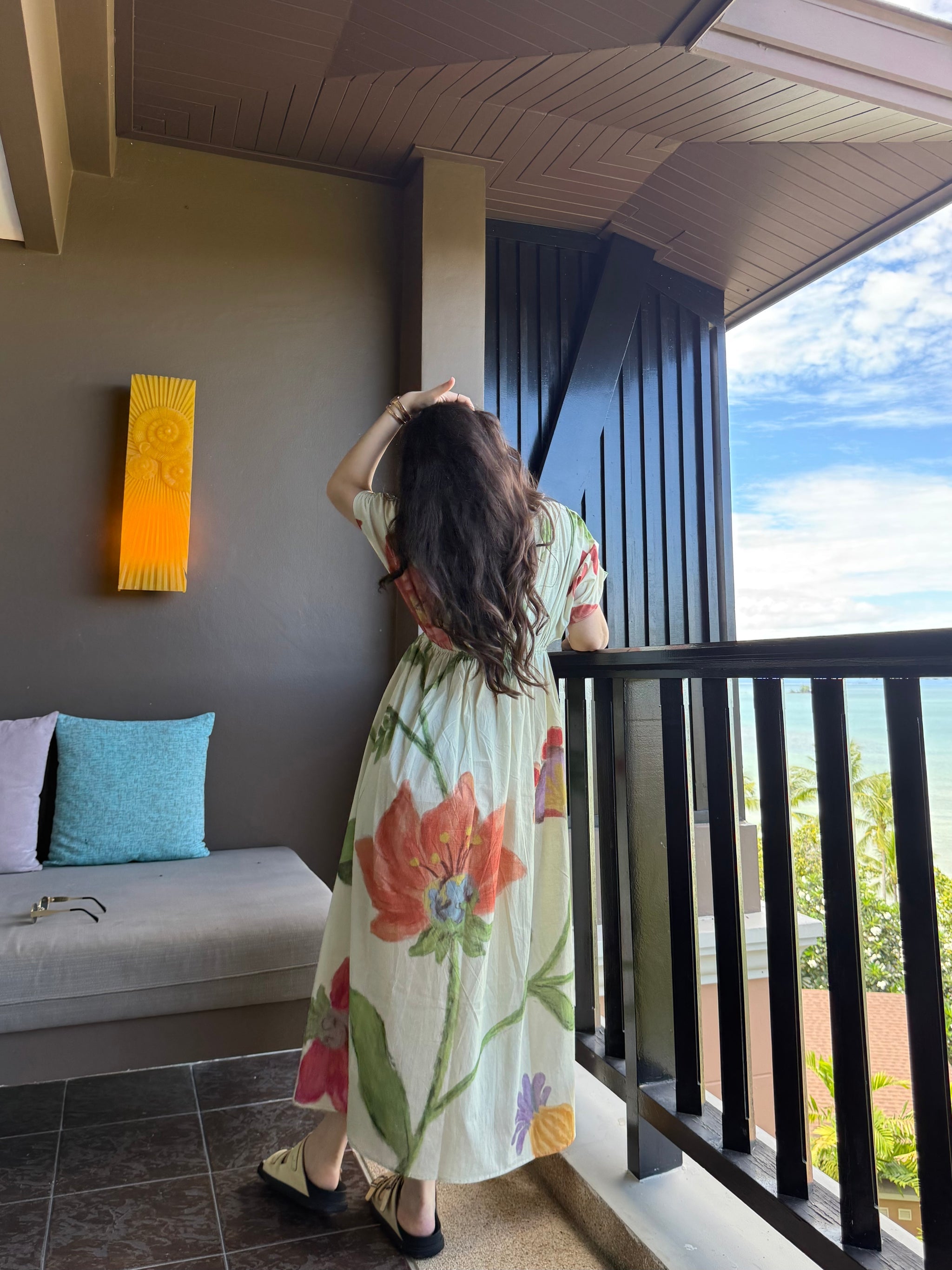 Nirvana Dress in Sorrento Bloom Print (Butter Yellow)