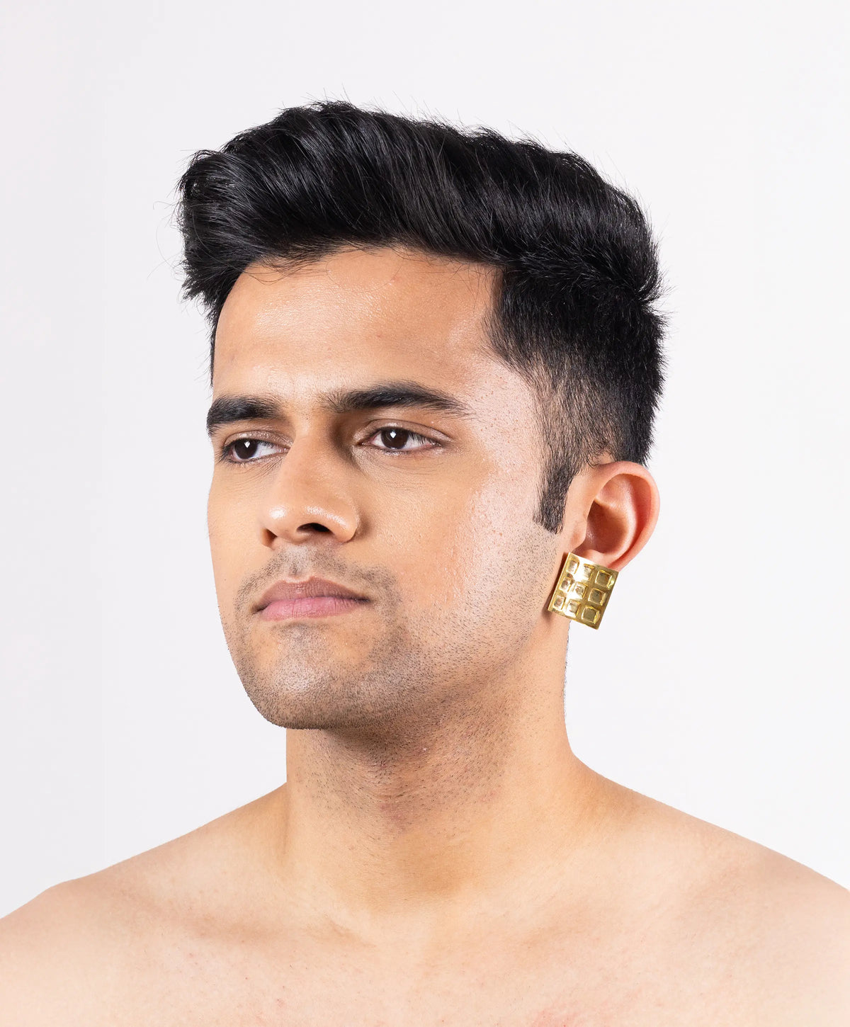 MAISON MEGH Kitthh Wide Studs jewelry featuring bold, wide gold-tone stud earrings with a sleek, modern design.