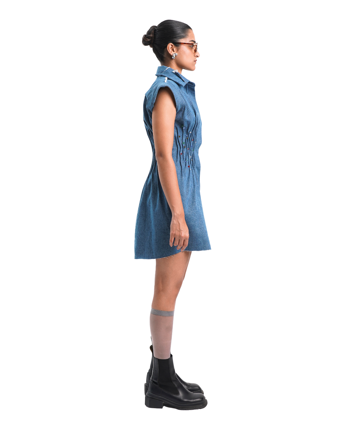 CREASED DRESS- BLUE