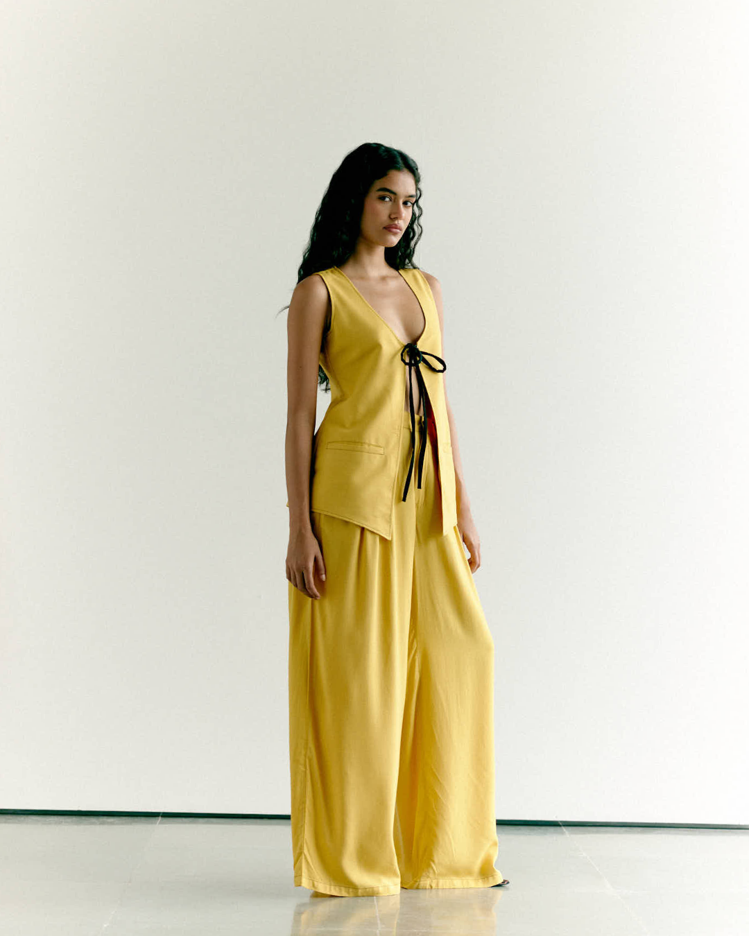 Yellow Front Tie Waistcoat