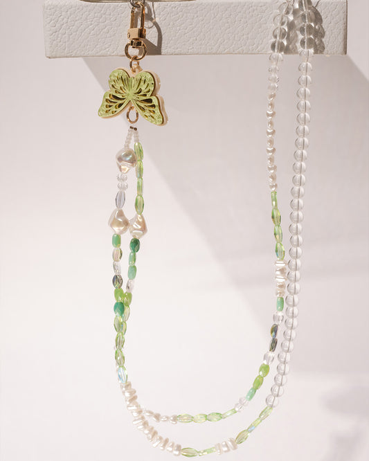 GREEN ELARA LONG CRYSTAL PHONESTRAP