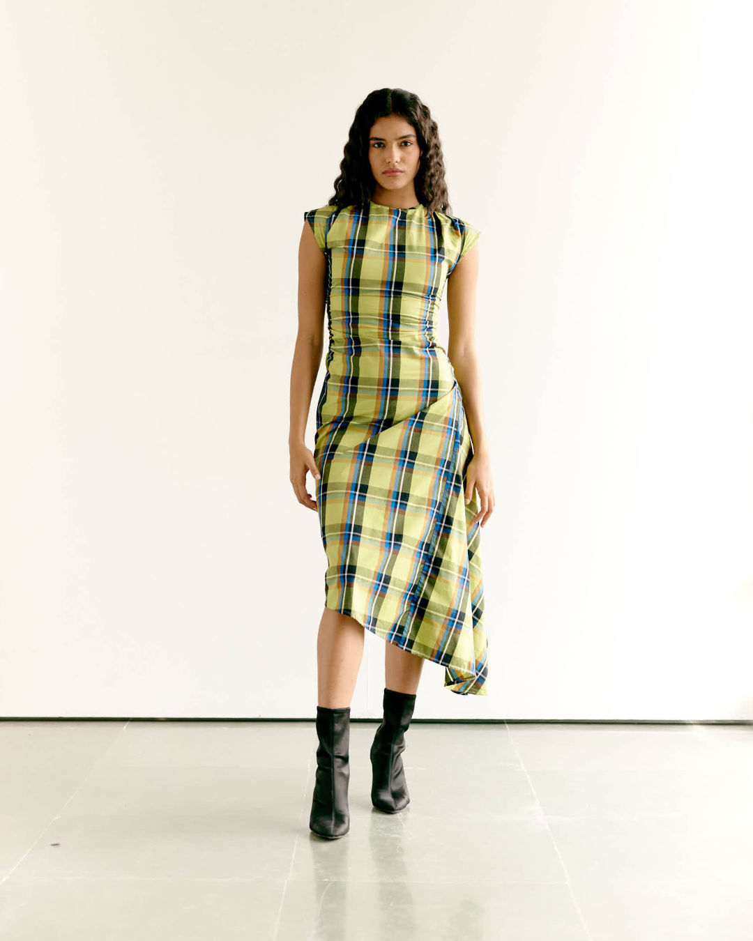 Checked Asymmetric Dress