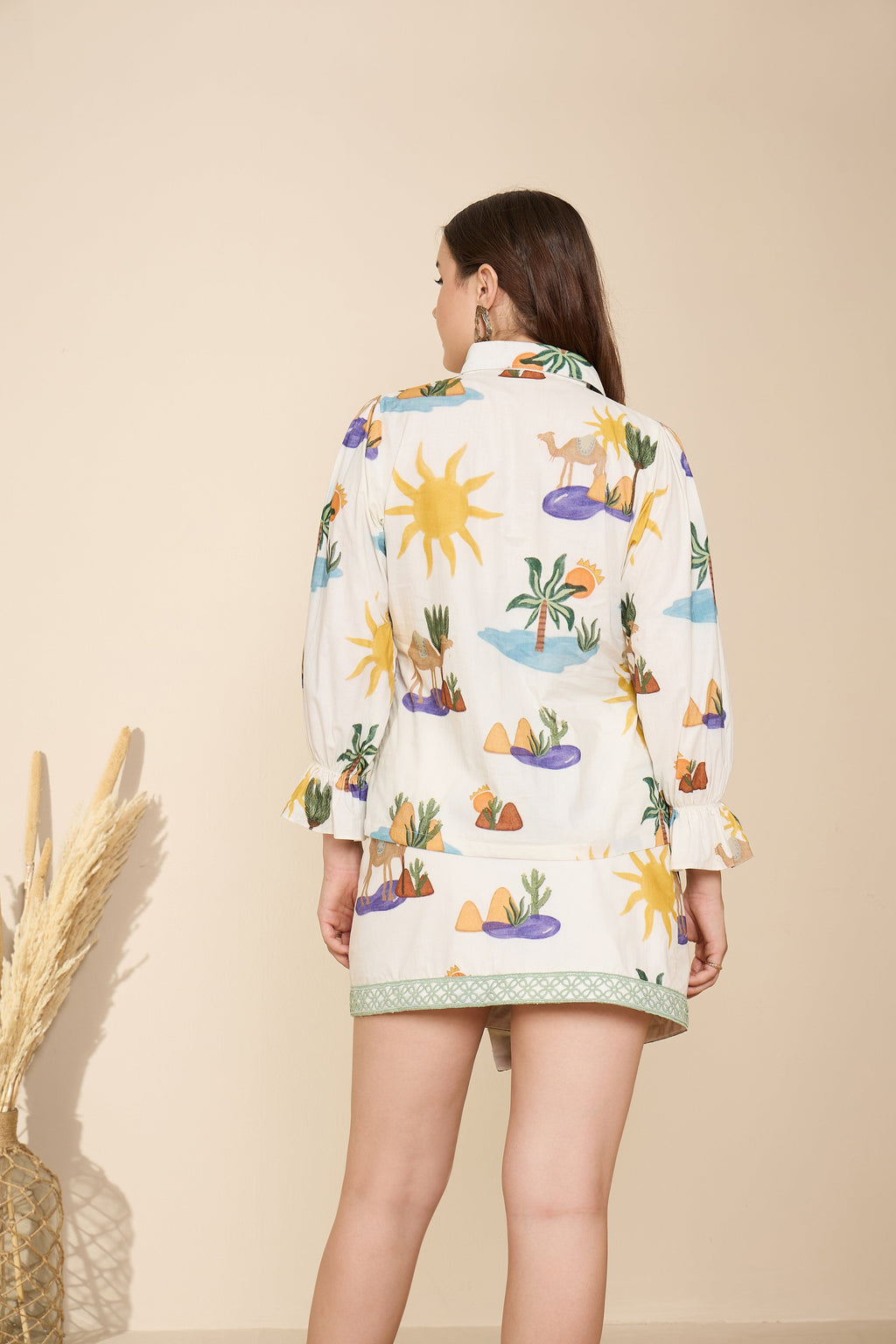 Sahara Co-ord Set in Hidden Spring Print (White)