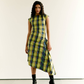 Checked Asymmetric Dress and Open Blazer Set