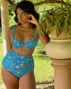 High Waist and High Coverage Bikini Bottom - Lotus Pond