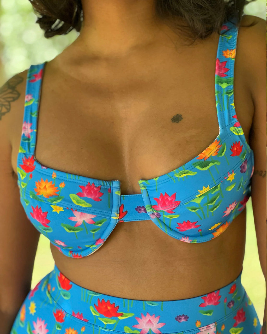 Balconette Underwired and Padded Bikini Top - Lotus Pond