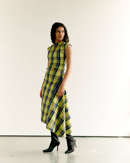 Checked Asymmetric Dress