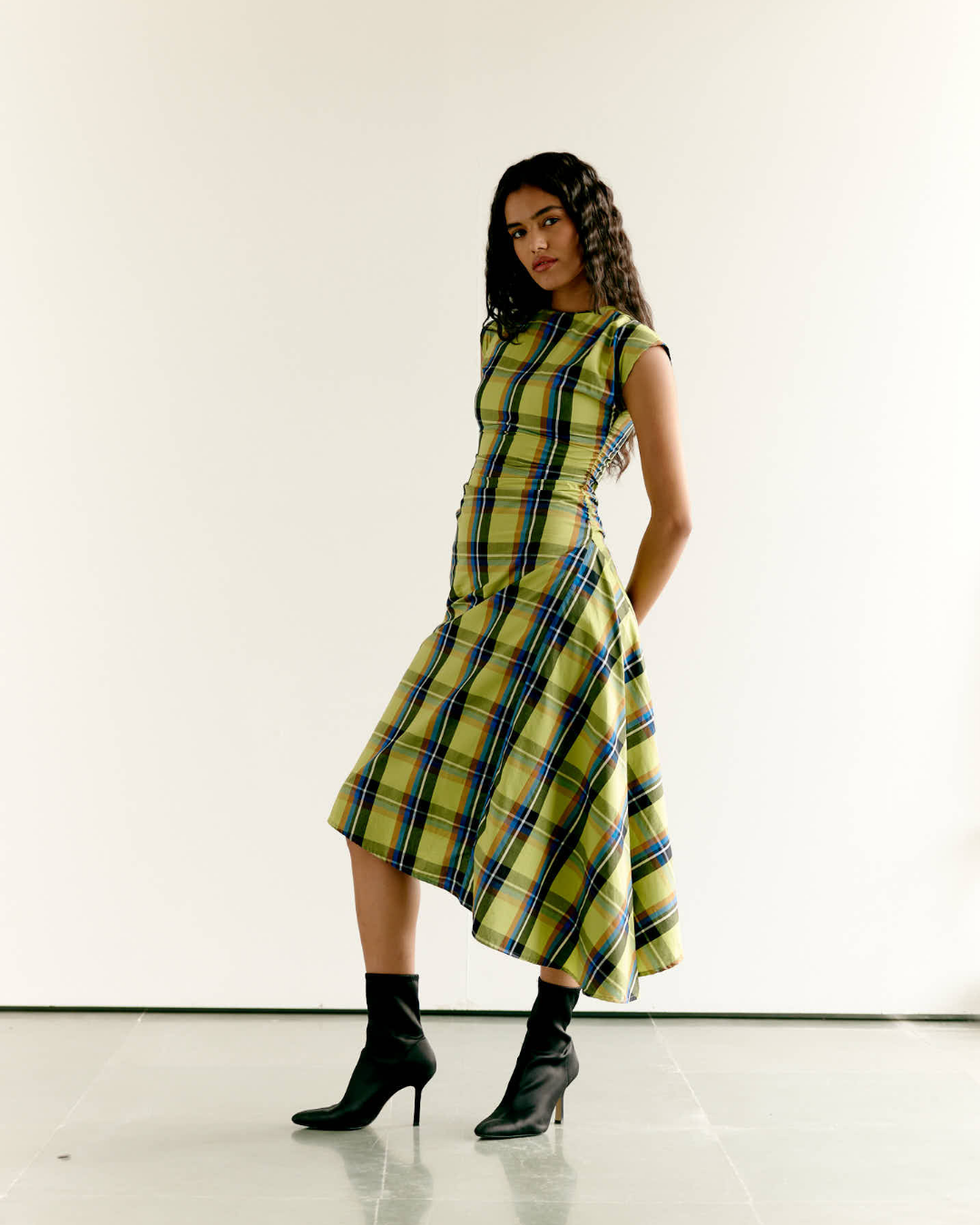 Checked Asymmetric Dress