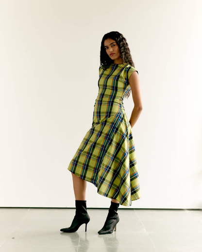 Checked Asymmetric Dress