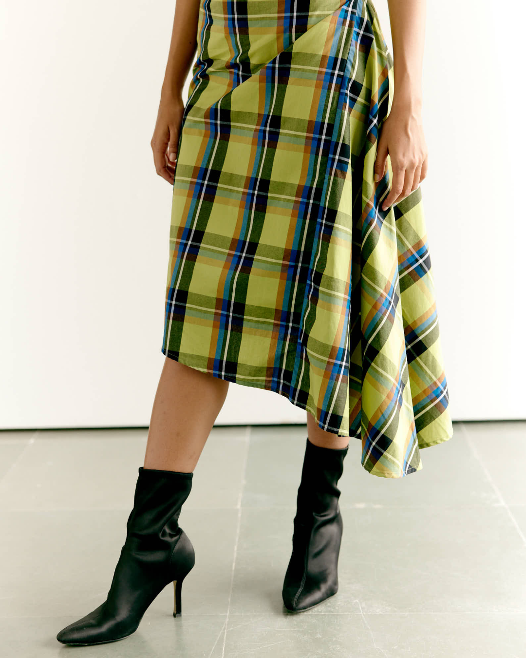 Checked Asymmetric Dress