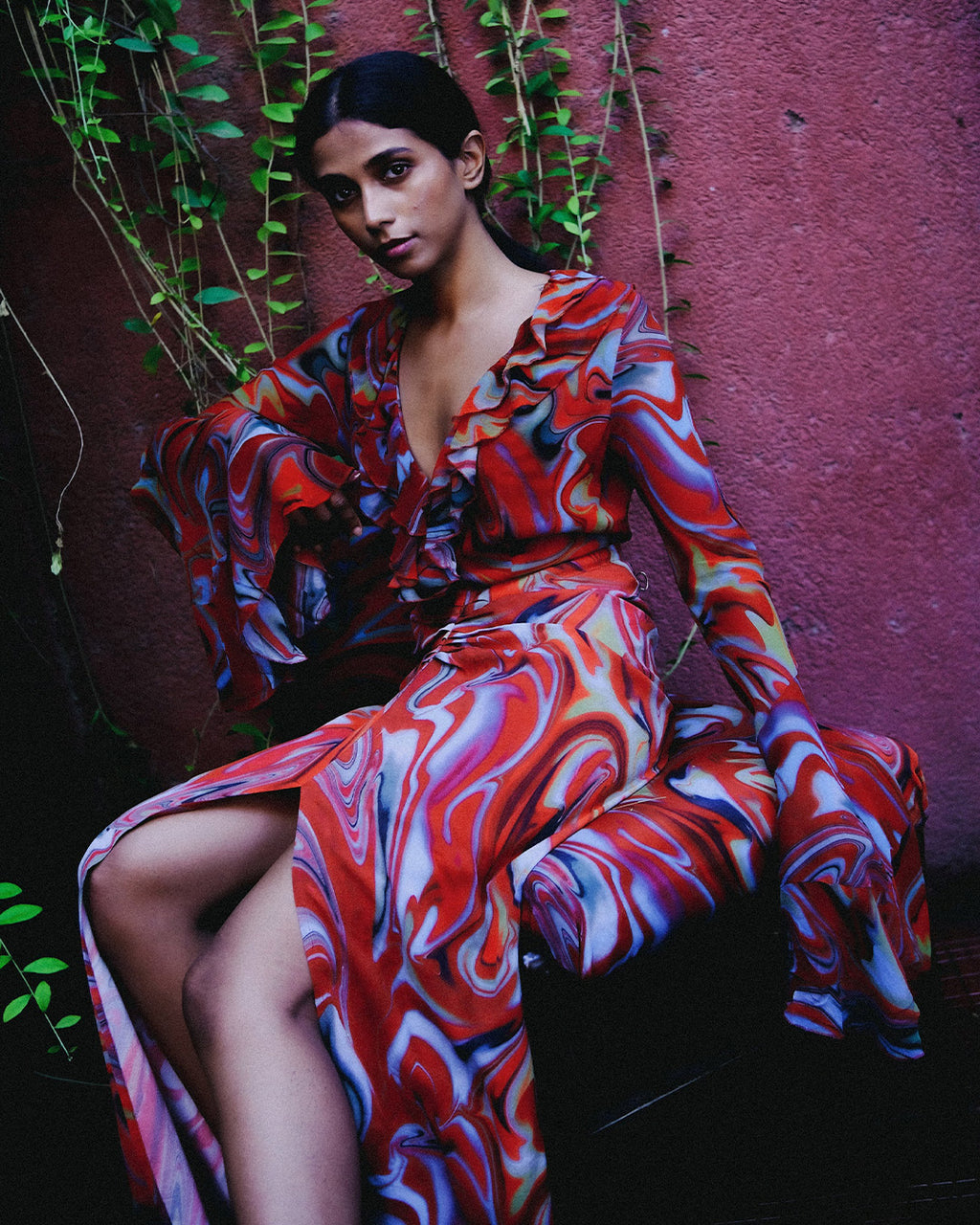 Cayenne Wave Waist Defining Ruched Sarong Skirt