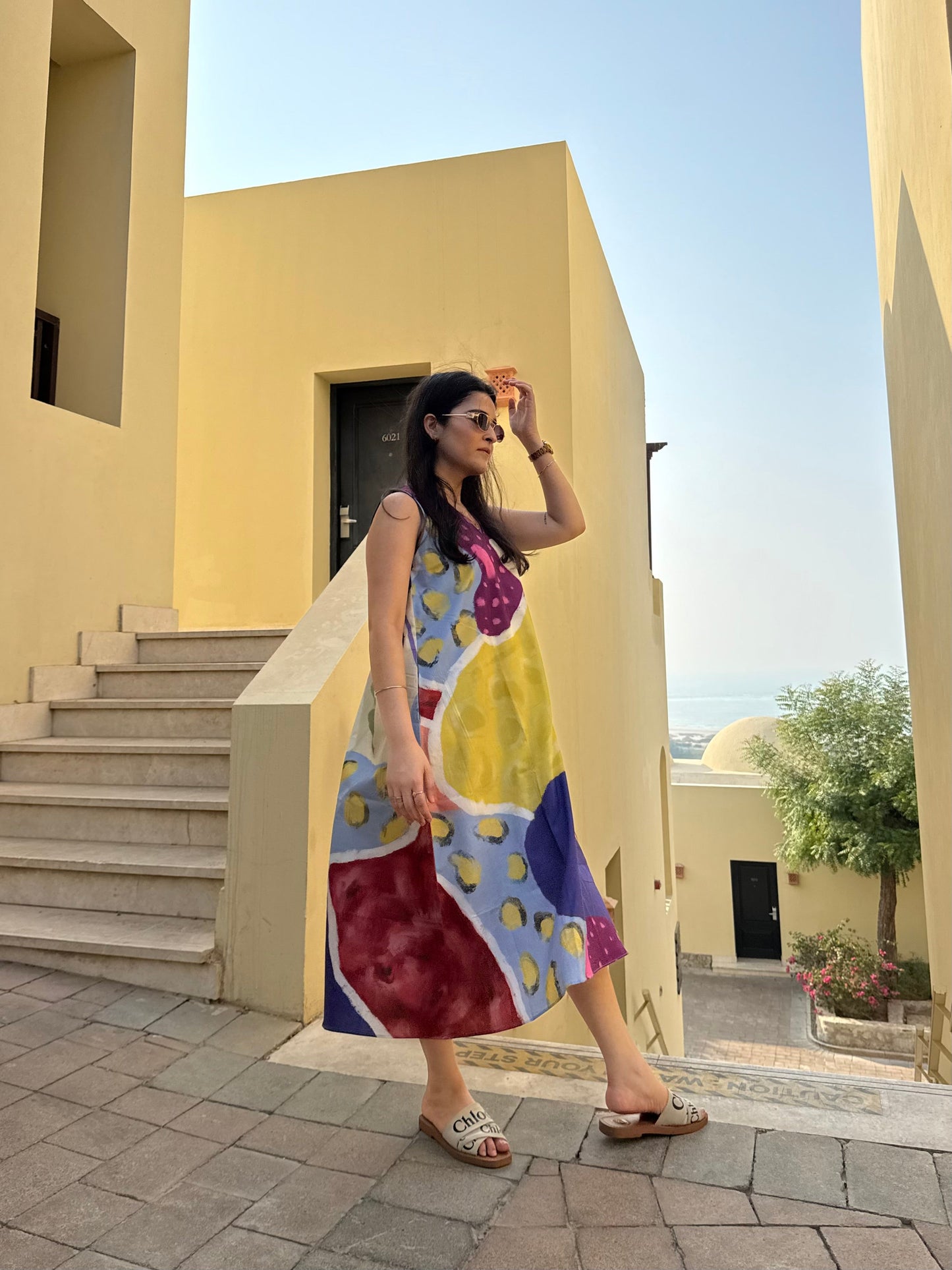 Hibiscus Dress in Florentine Mosaic Print