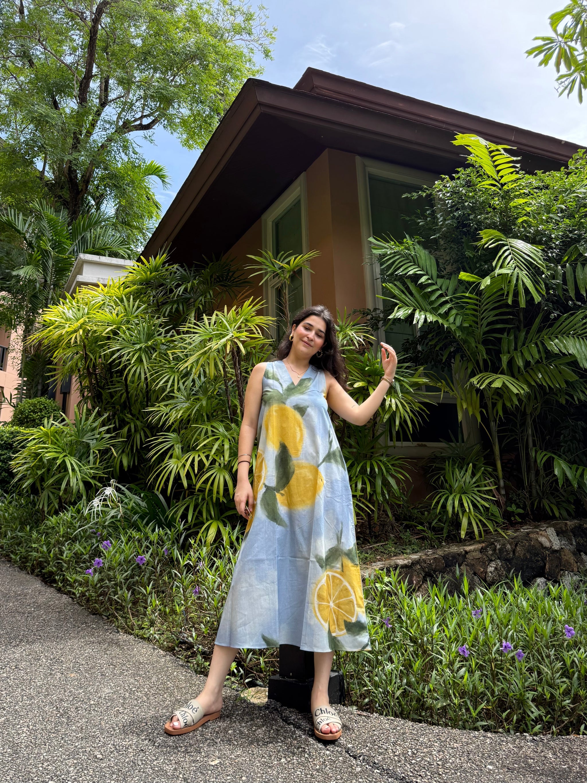 Hibiscus Dress in Limoncello Print