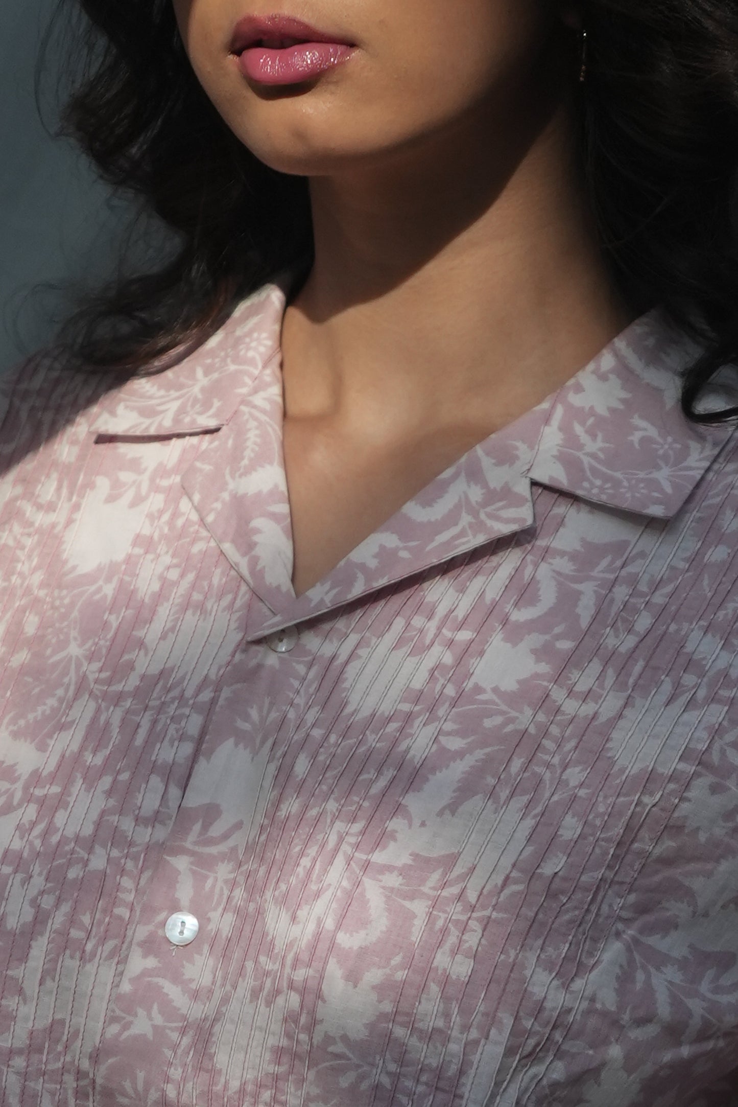 Kiro Cuban Collar Shirt - Blush Pink