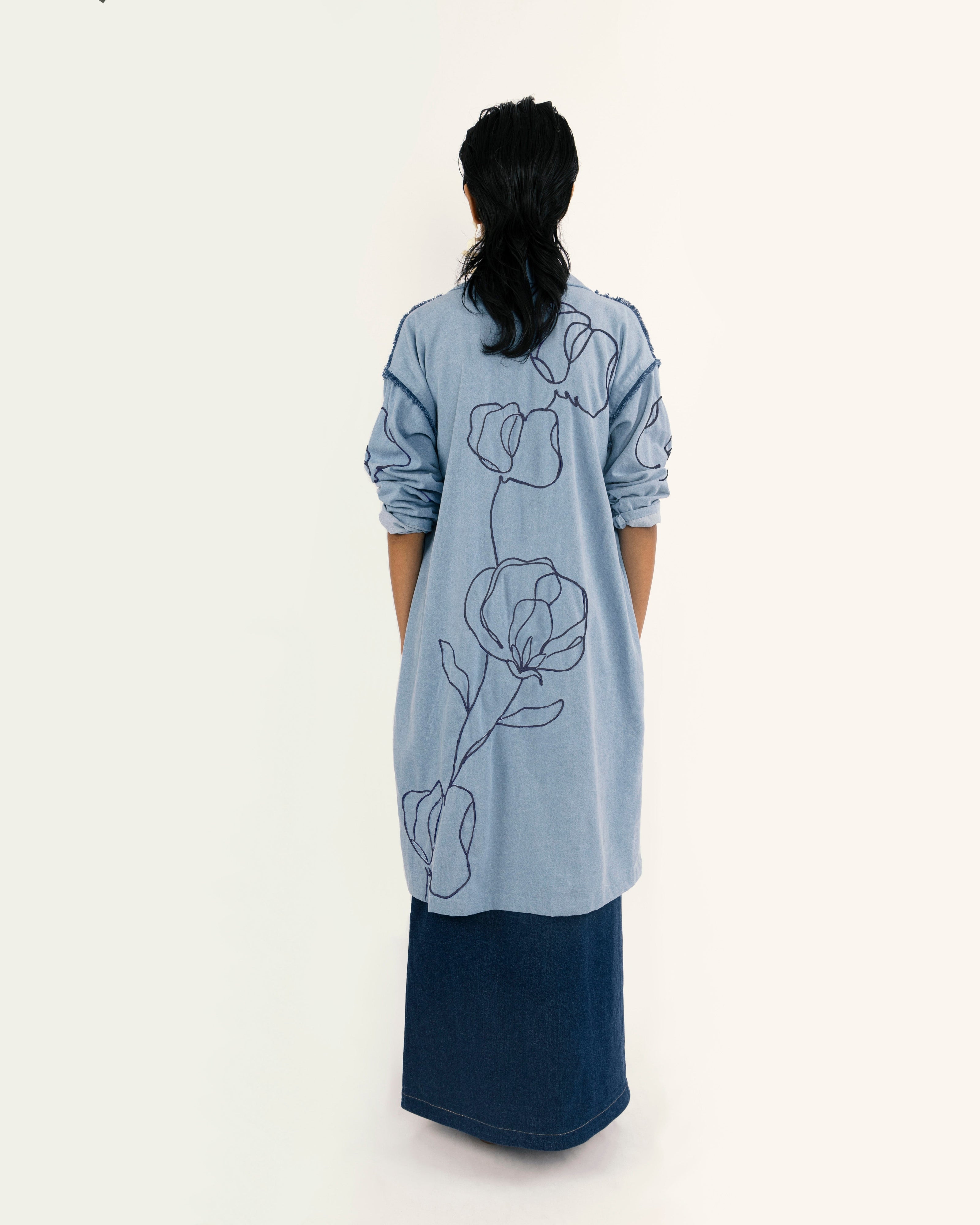 DRAPED SLEEVE DUSTER