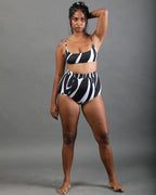 High Waist and High Coverage Bikini Bottom - Noir Wave