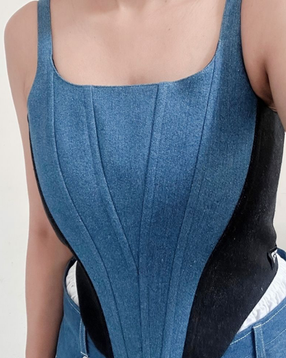 Two Tone Denim Corset